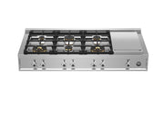 Bertazzoni - 48 in. Wide 6 Burner Professional Series Gas Rangetop with  with Electric Griddle. - Stainless Steel