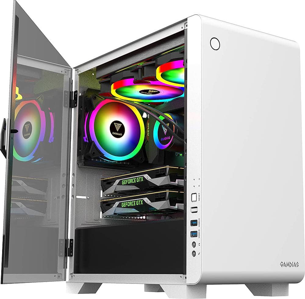 GAMDIAS - Mars E2 Micro ATX Mini-Tower Case - White