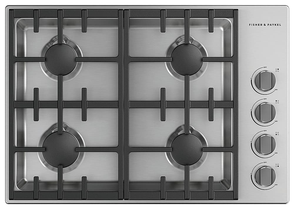 Fisher & Paykel - 30 in. Wide 4 Burner Professional Drop-In Gas Cooktop with Halo - Stainless Steel