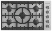 Fisher & Paykel - 36 in. Wide 5 Burner Provessional Drop-In Gas Cooktop with Halo - Stainless Steel