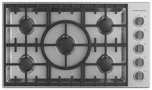 Fisher & Paykel - 36 in. Wide 5 Burner Provessional Drop-In Gas Cooktop with Halo - Stainless Steel