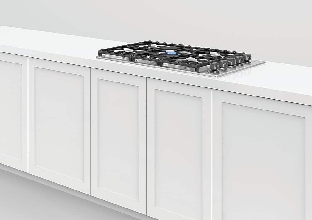 Fisher & Paykel - 36 in. Wide 5 Burner Provessional Drop-In Gas Cooktop with Halo - Stainless Steel