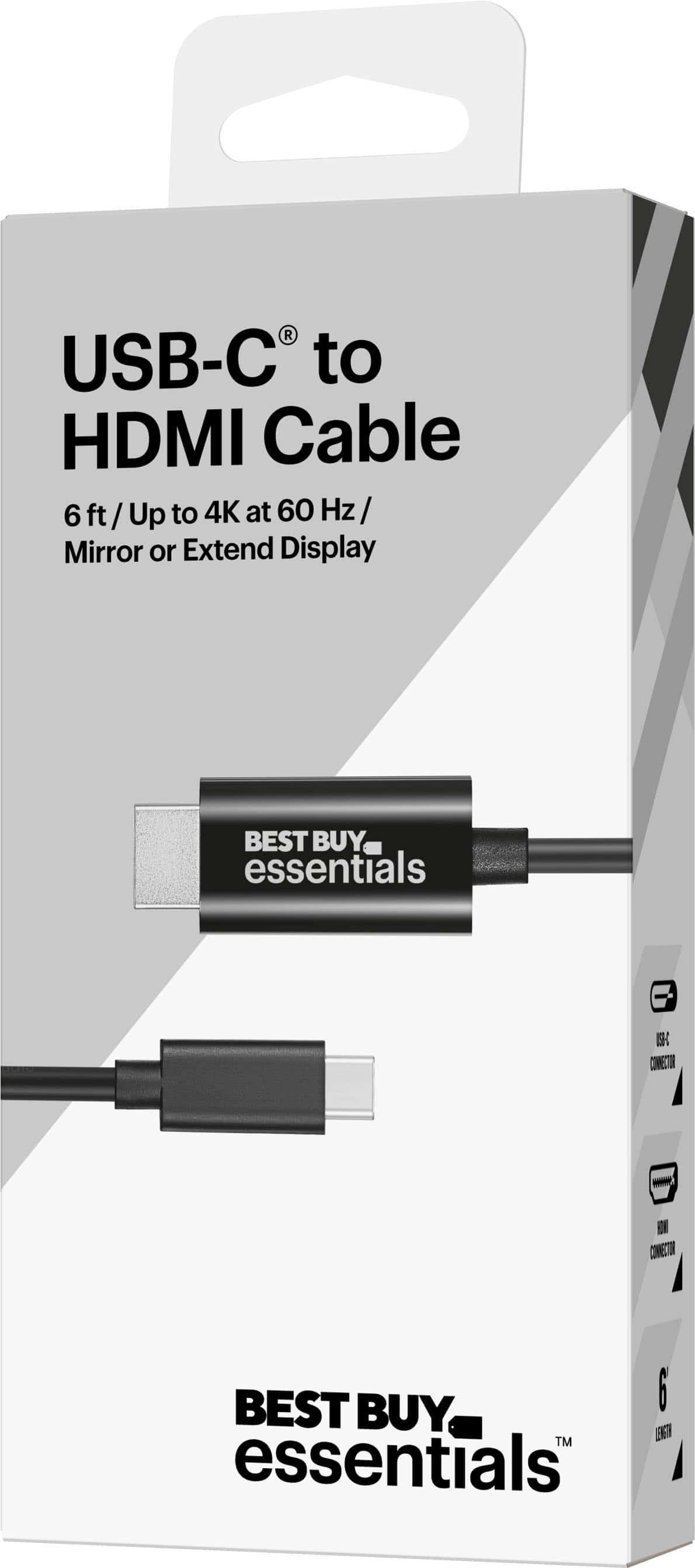 Best Buy essentials™ - 6' USB-C to HDMI Cable - Black