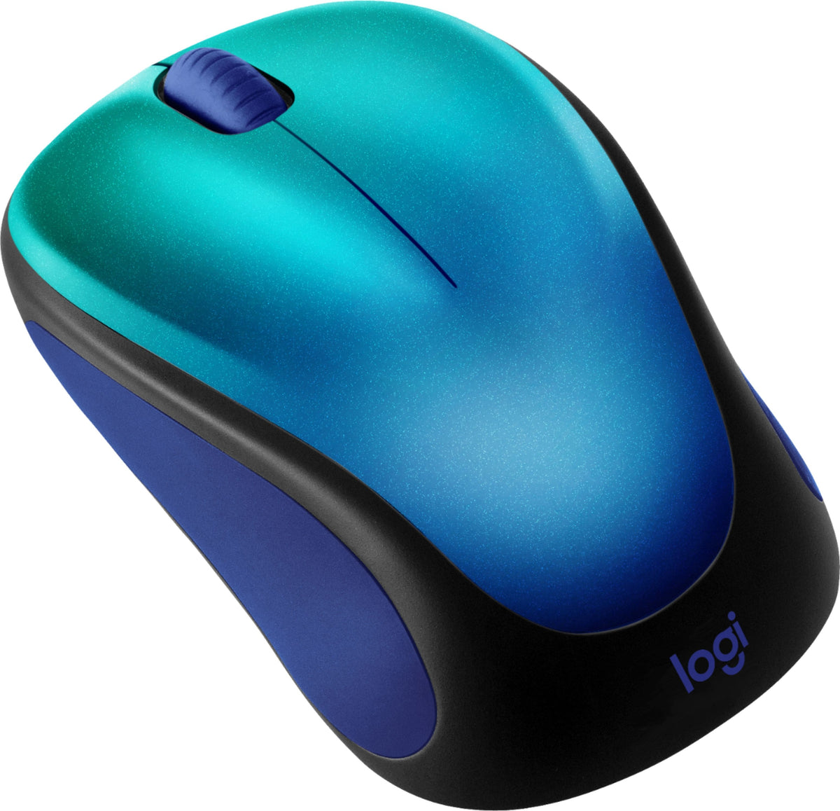 Logitech - Design Collection Limited Edition Wireless 3-button Optical Ambidextrous Mouse with Colorful Designs - Wireless - Blue Aurora