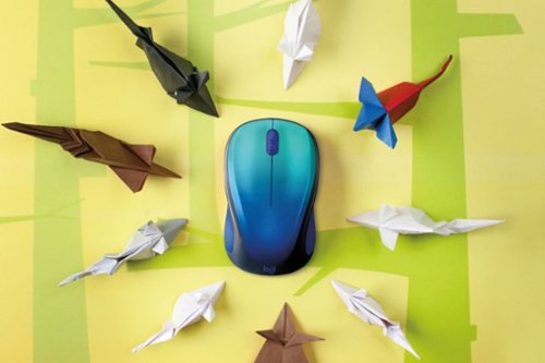 Logitech - Design Collection Limited Edition Wireless 3-button Optical Ambidextrous Mouse with Colorful Designs - Wireless - Blue Aurora