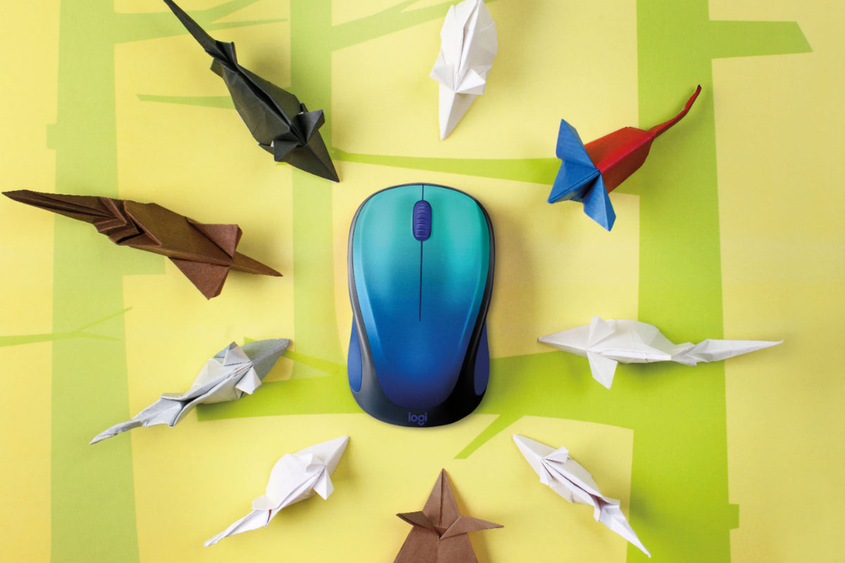Logitech - Design Collection Limited Edition Wireless 3-button Optical Ambidextrous Mouse with Colorful Designs - Wireless - Blue Aurora