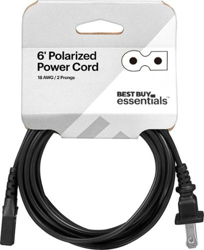 Best Buy essentials™ - 6' 2-Slot Polarized Power Cord - Black