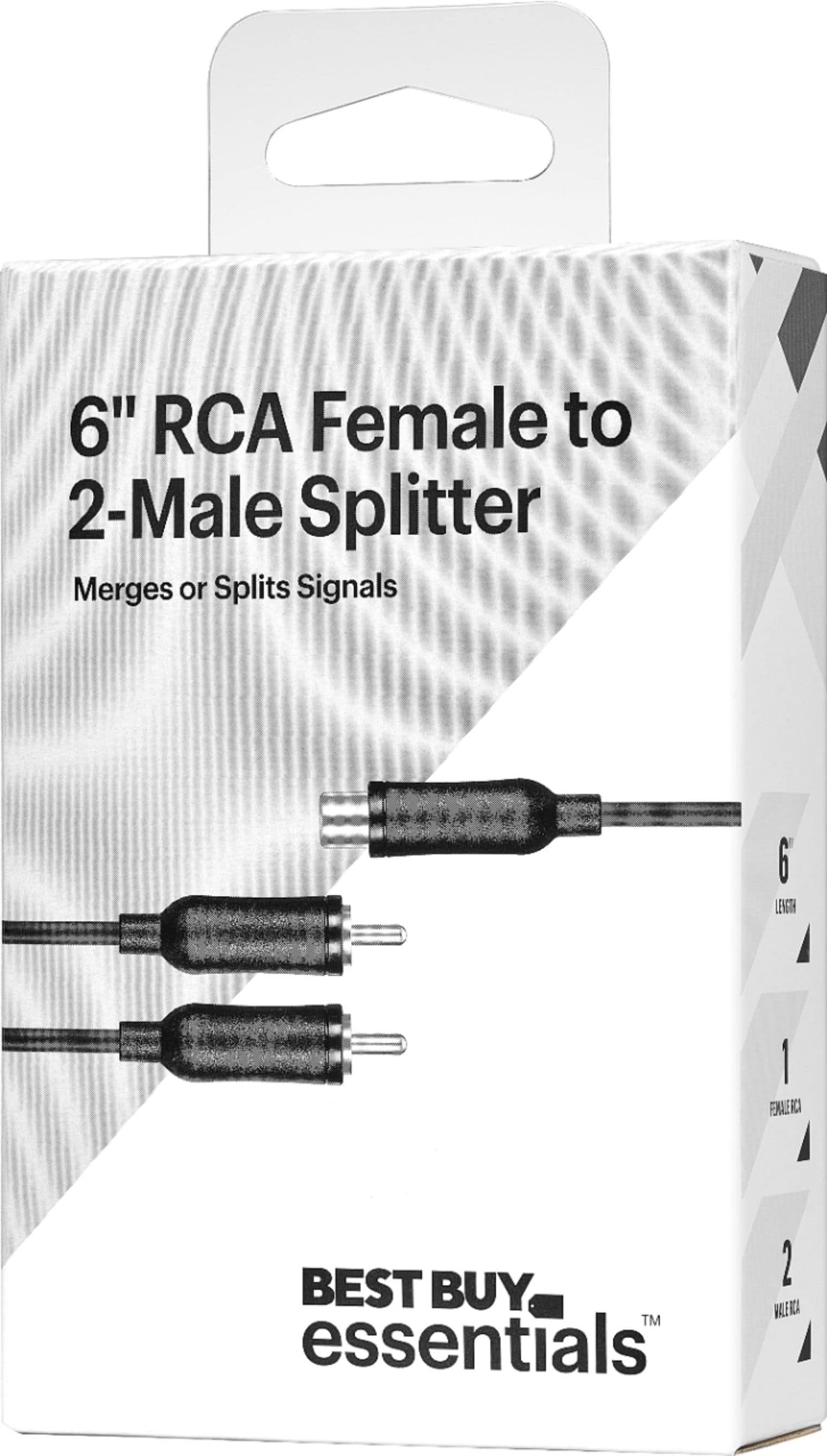 Best Buy essentials™ - 6" 2-Way 1-Female to 2-Male RCA Splitter - Black
