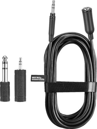 Best Buy essentials™ - 12' Headphone Extension Kit & Adapters - Black