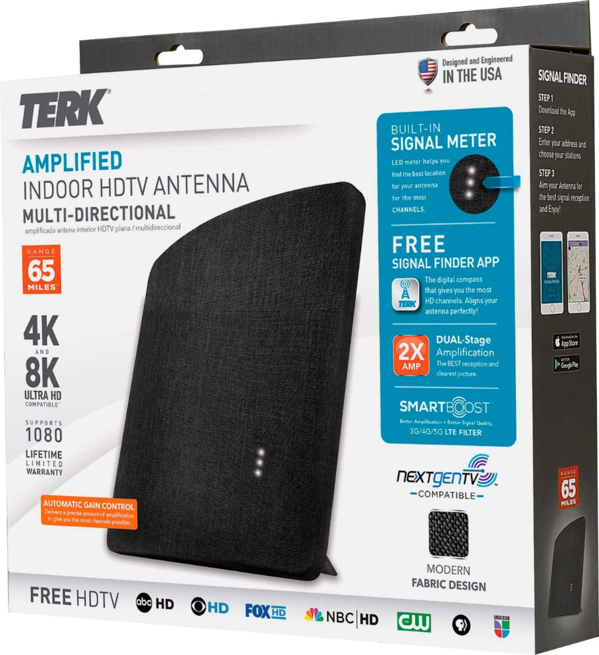 TERK - Amplified Multi-Directional Indoor HDTV Antenna - Black