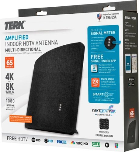 TERK - Amplified Multi-Directional Indoor HDTV Antenna - Black