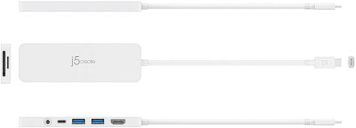 j5create - USB-C Multi-Port Hub with Power Delivery for Mac, PC and More - White