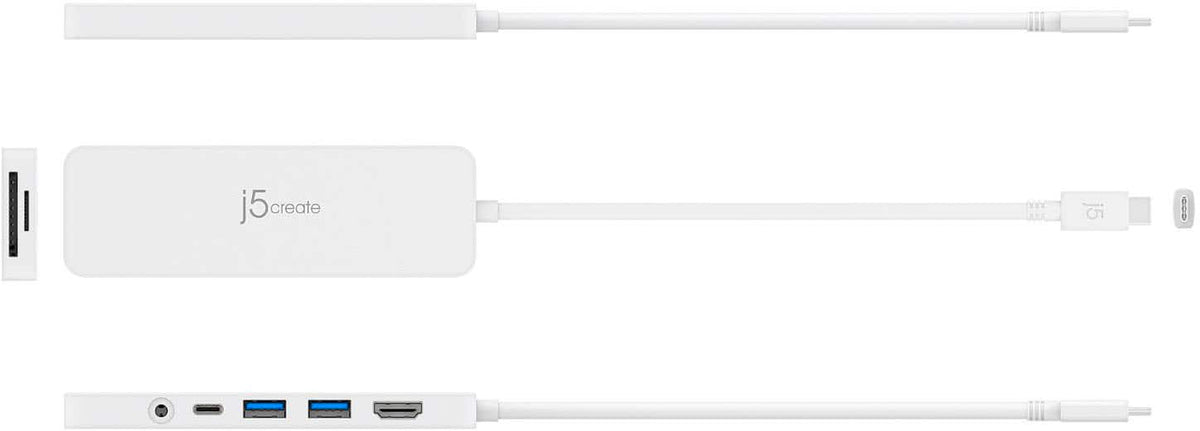 j5create - USB-C Multi-Port Hub with Power Delivery for Mac, PC and More - White