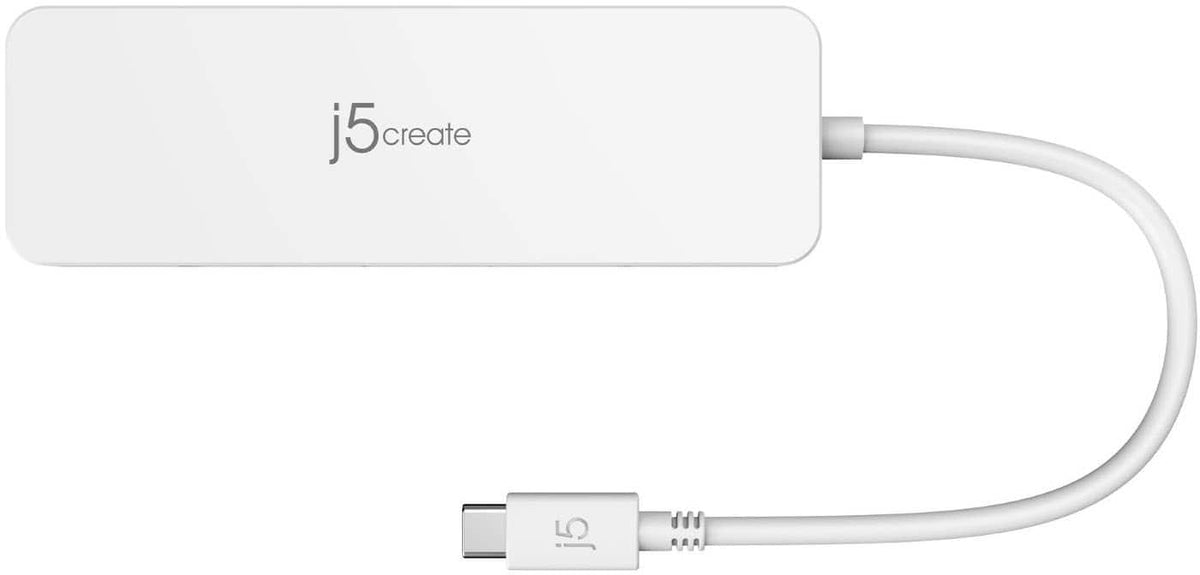 j5create - USB-C Multi-Port Hub with Power Delivery for Mac, PC and More - White