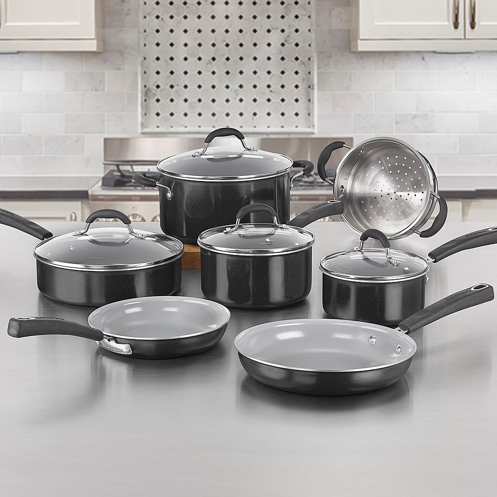 Cuisinart - Ceramica XT Nonstick 11-Piece Cookware Set - Black