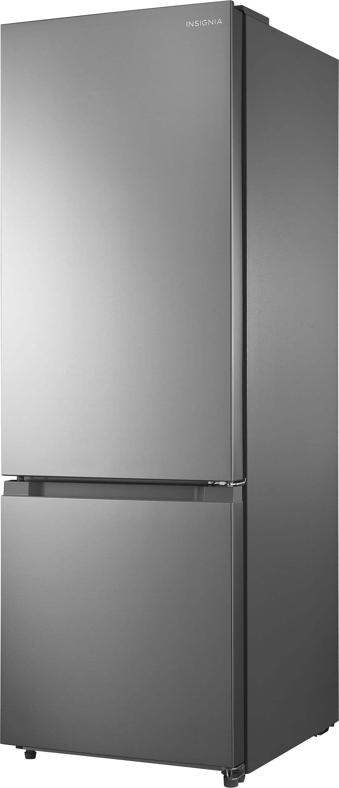 Insignia™ - 24 in. Wide 11.5 Cu. Ft. Bottom Mount Refrigerator with ENERGY STAR Certification - Stainless Steel