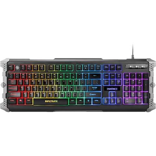ENHANCE - Infiltrate Full-size Wired Membrane Hybrid Mechanical Gaming with Soundwave LED Keyboard - Black