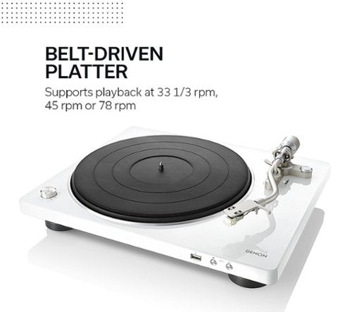 Denon - Semi-Automatic Analog Turntable - White