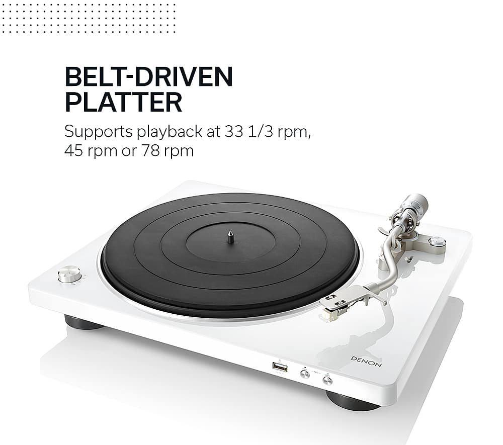 Denon - Semi-Automatic Analog Turntable - White