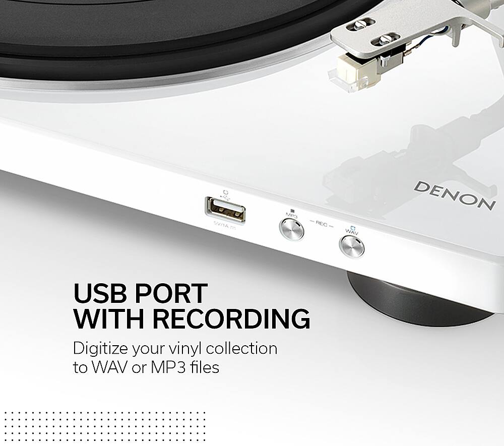 Denon - Semi-Automatic Analog Turntable - White