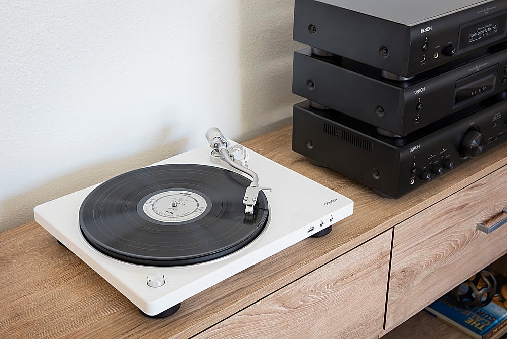 Denon - Semi-Automatic Analog Turntable - White