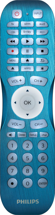 Philips - 6 Device Backlit Universal Remote Control - Brushed Electric Blue