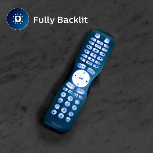 Philips - 6 Device Backlit Universal Remote Control - Brushed Electric Blue