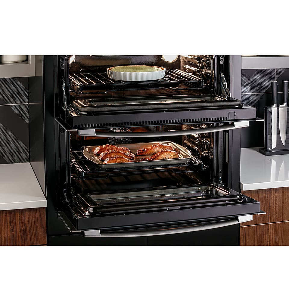 GE Profile - 30" Built-In Double Electric Convection Wall Oven with WiFi - Stainless Steel