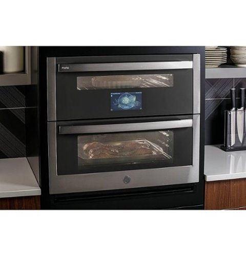 GE Profile - 30" Built-In Double Electric Convection Wall Oven with WiFi - Stainless Steel