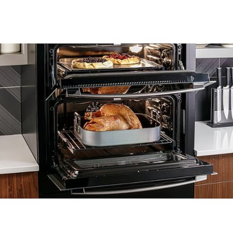GE Profile - 30" Built-In Double Electric Convection Wall Oven with WiFi - Stainless Steel