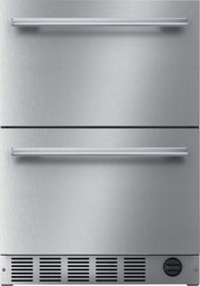 Thermador - 4.3 Cu. Ft. Built-in Double Drawer Compact Under-Counter Refrigerator/Freezer with Masterpiece Series Handle - Stainless Steel