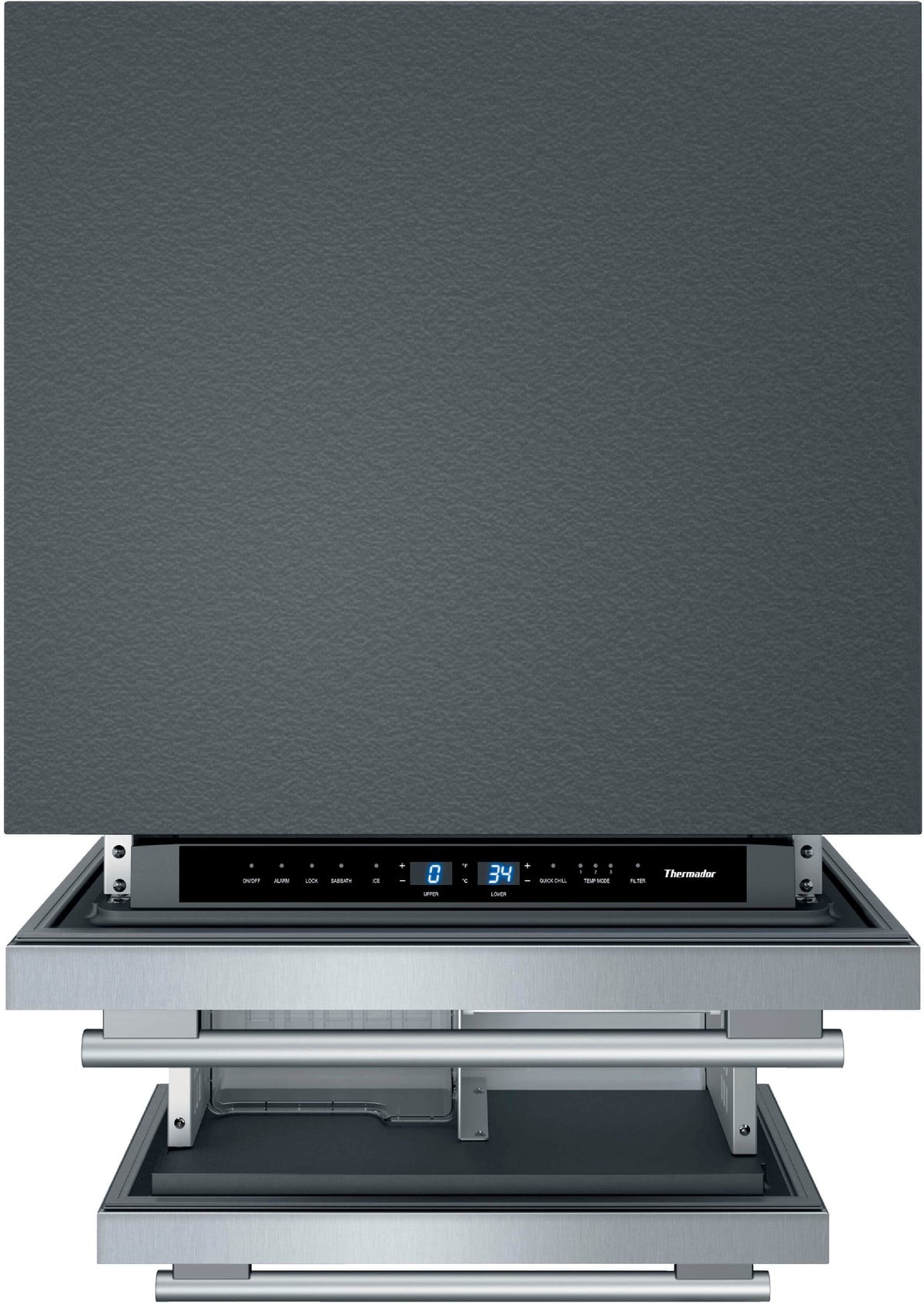 Thermador - 4.3 Cu. Ft. Built-in Double Drawer Compact Under-Counter Refrigerator/Freezer with Masterpiece Series Handle - Stainless Steel