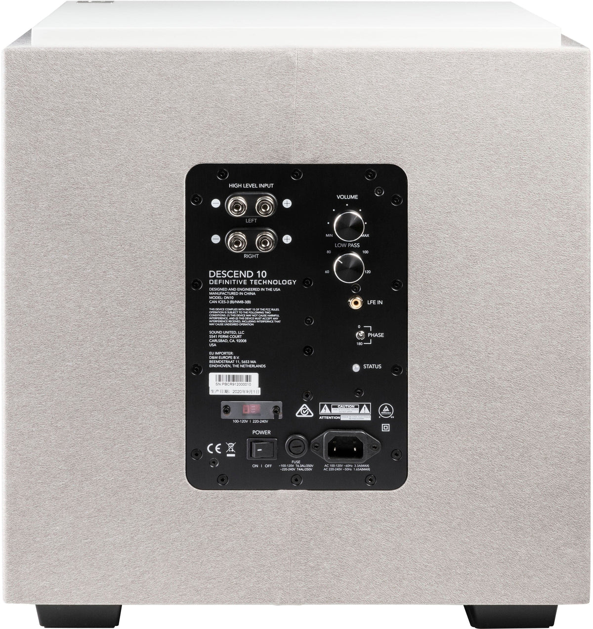 Definitive Technology - Descend DN10 10" Sub, 3XR Architecture, 500W Peak Class D Amplifier, (2) 10" Bass Radiators - White