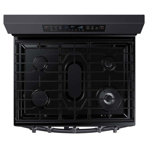 Samsung - 30 in. Wide 5 Burner 6.0 cu. ft. Smart Freestanding Gas Range with Flex Duo & Air Fry - Black Stainless Steel