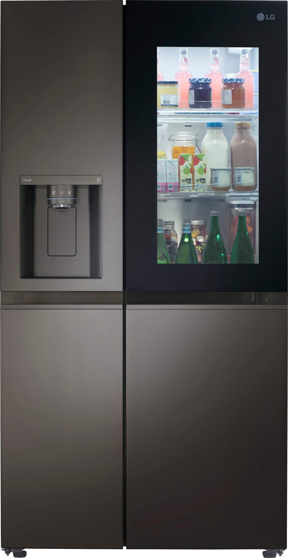 LG - 36-in Wide 27.1 Cu. Ft. Side-by-Side Smart Refrigerator with Craft Ice - Black Stainless Steel