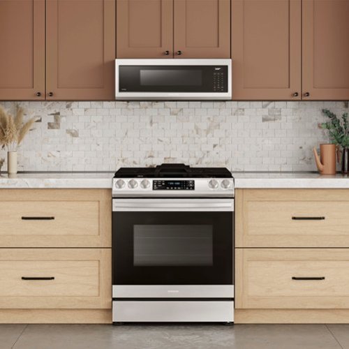 Samsung - 1.1 cu. ft. Smart SLIM Over-the-Range Microwave with 550 CFM Hood Ventilation - Stainless Steel