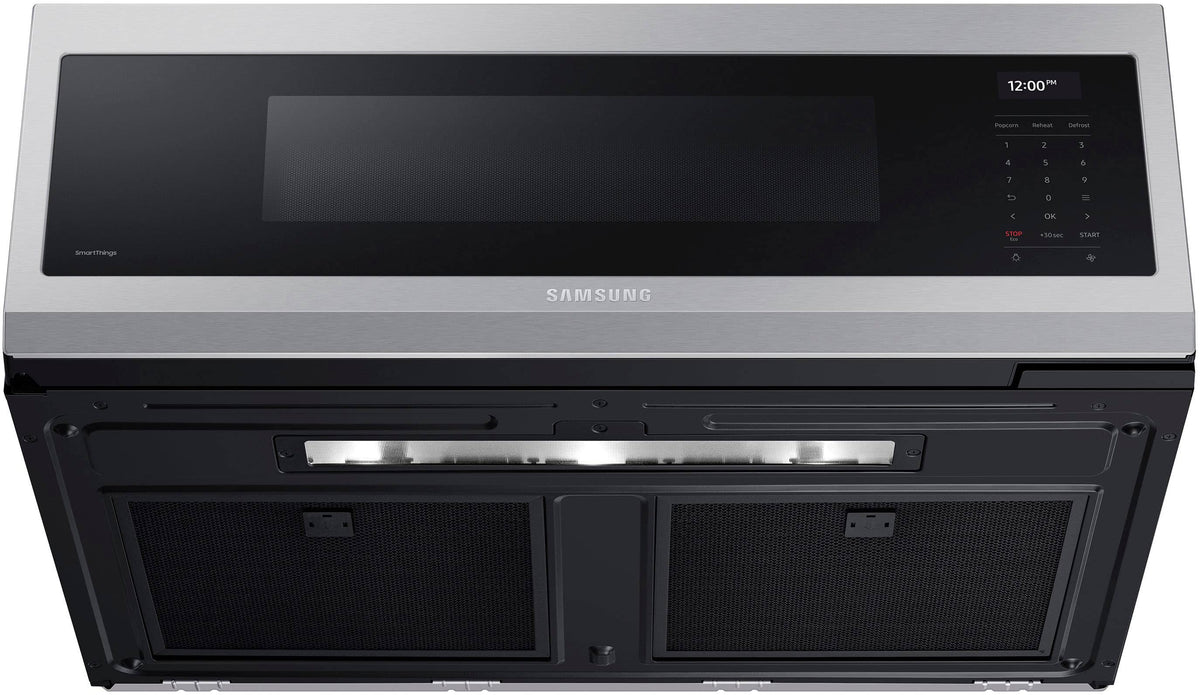 Samsung - 1.1 cu. ft. Smart SLIM Over-the-Range Microwave with 550 CFM Hood Ventilation - Stainless Steel
