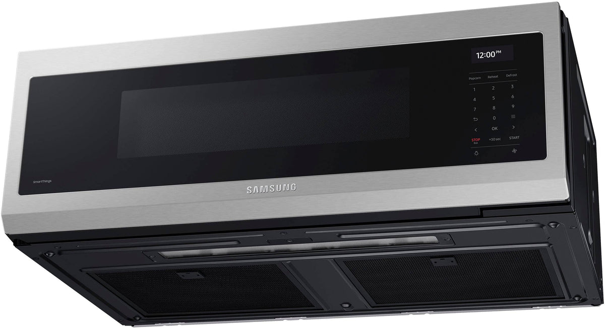 Samsung - 1.1 cu. ft. Smart SLIM Over-the-Range Microwave with 550 CFM Hood Ventilation - Stainless Steel