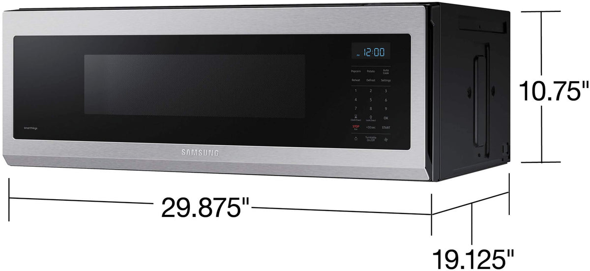 Samsung - 1.1 cu. ft. Smart SLIM Over-the-Range Microwave with 400 CFM Hood Ventilation - Stainless Steel