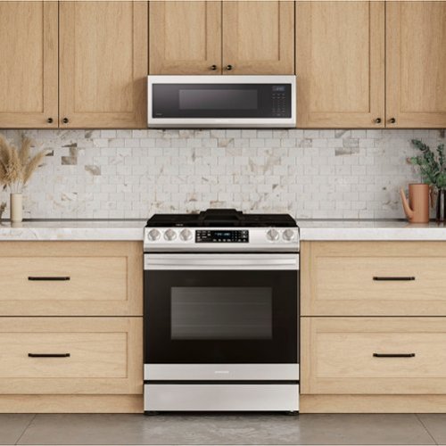 Samsung - 1.1 cu. ft. Smart SLIM Over-the-Range Microwave with 400 CFM Hood Ventilation - Stainless Steel