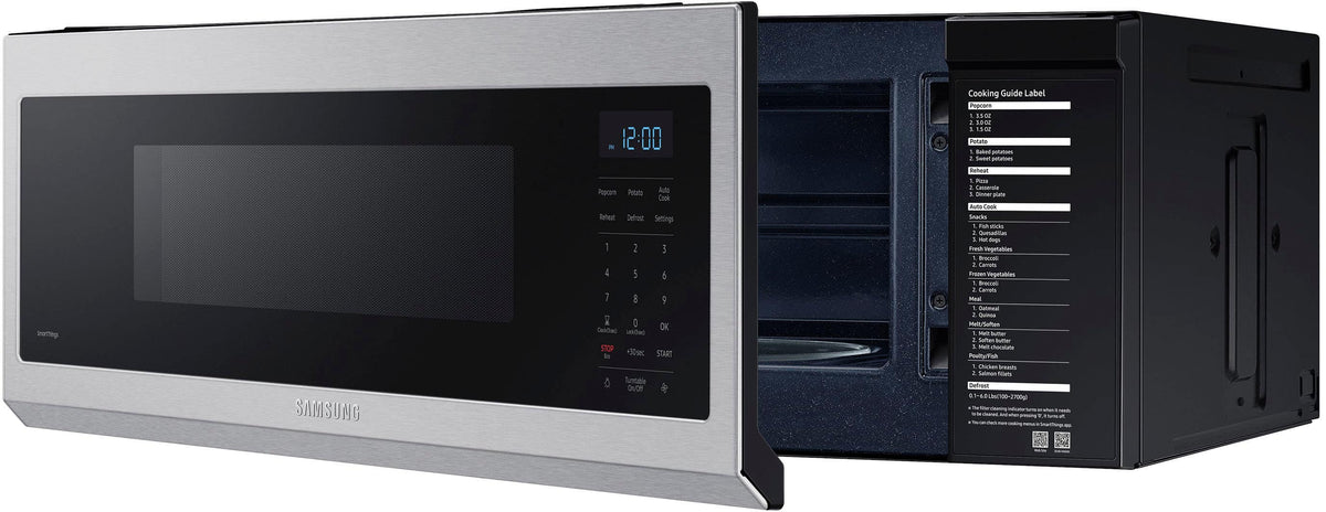 Samsung - 1.1 cu. ft. Smart SLIM Over-the-Range Microwave with 400 CFM Hood Ventilation - Stainless Steel