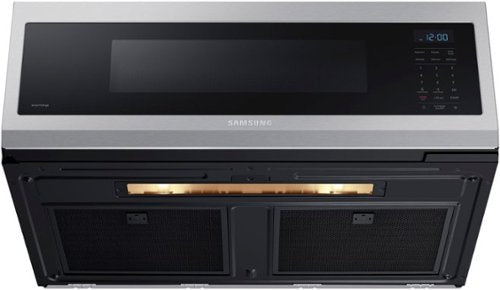 Samsung - 1.1 cu. ft. Smart SLIM Over-the-Range Microwave with 400 CFM Hood Ventilation - Stainless Steel