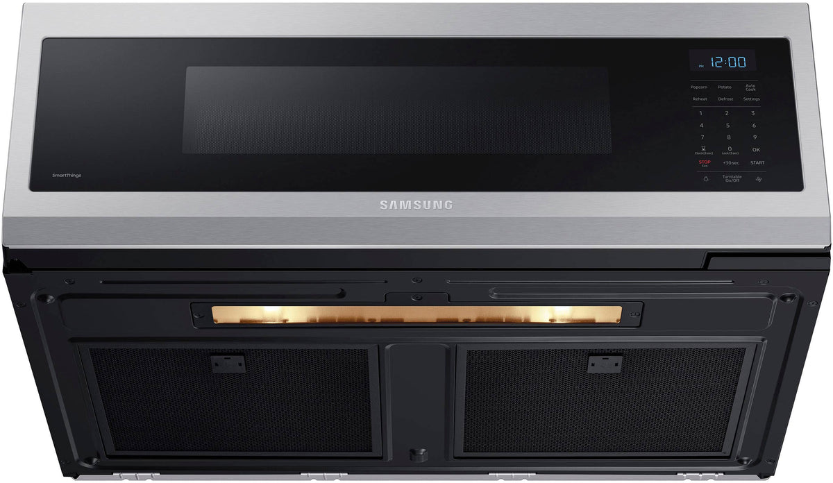 Samsung - 1.1 cu. ft. Smart SLIM Over-the-Range Microwave with 400 CFM Hood Ventilation - Stainless Steel