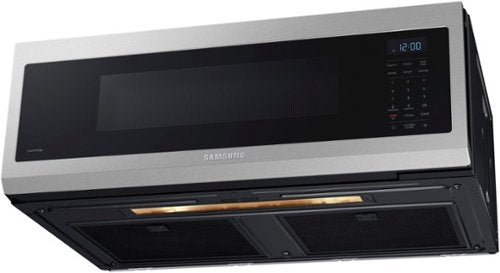 Samsung - 1.1 cu. ft. Smart SLIM Over-the-Range Microwave with 400 CFM Hood Ventilation - Stainless Steel