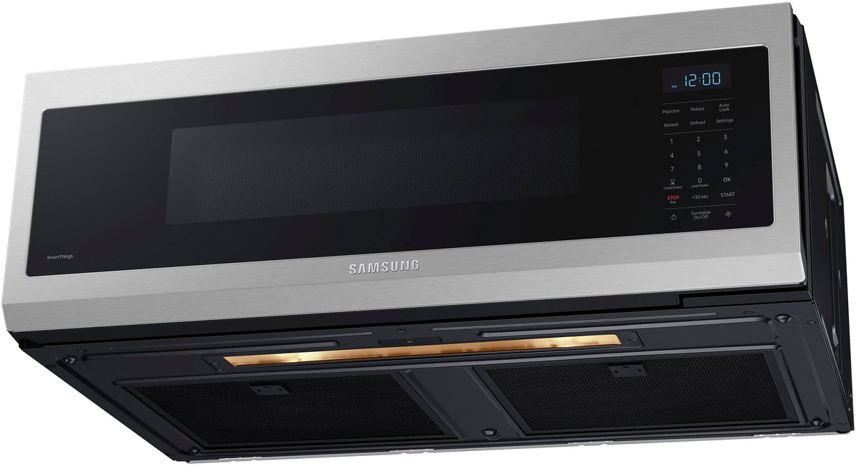 Samsung - 1.1 cu. ft. Smart SLIM Over-the-Range Microwave with 400 CFM Hood Ventilation - Stainless Steel