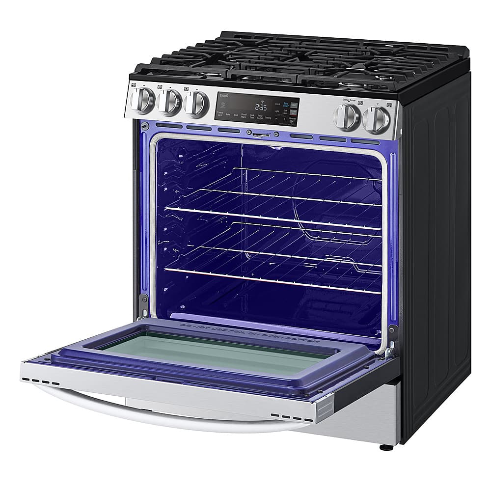 LG - 30-in Wide 5.8 Cu. Ft. Smart Slide-In Gas Range with 5 Burners, EasyClean and SuperBoil Burner - Stainless Steel