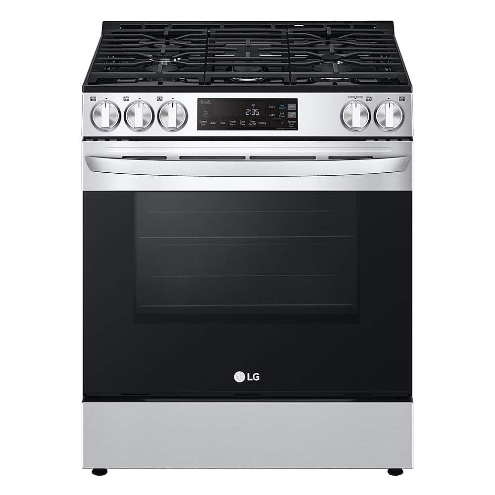LG - 30-in Wide 5.8 Cu. Ft. Smart Slide-In Gas Range with 5 Burners, EasyClean and SuperBoil Burner - Stainless Steel