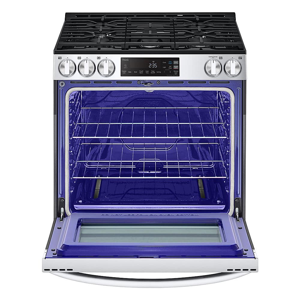 LG - 30-in Wide 5.8 Cu. Ft. Smart Slide-In Gas Range with 5 Burners, EasyClean and SuperBoil Burner - Stainless Steel