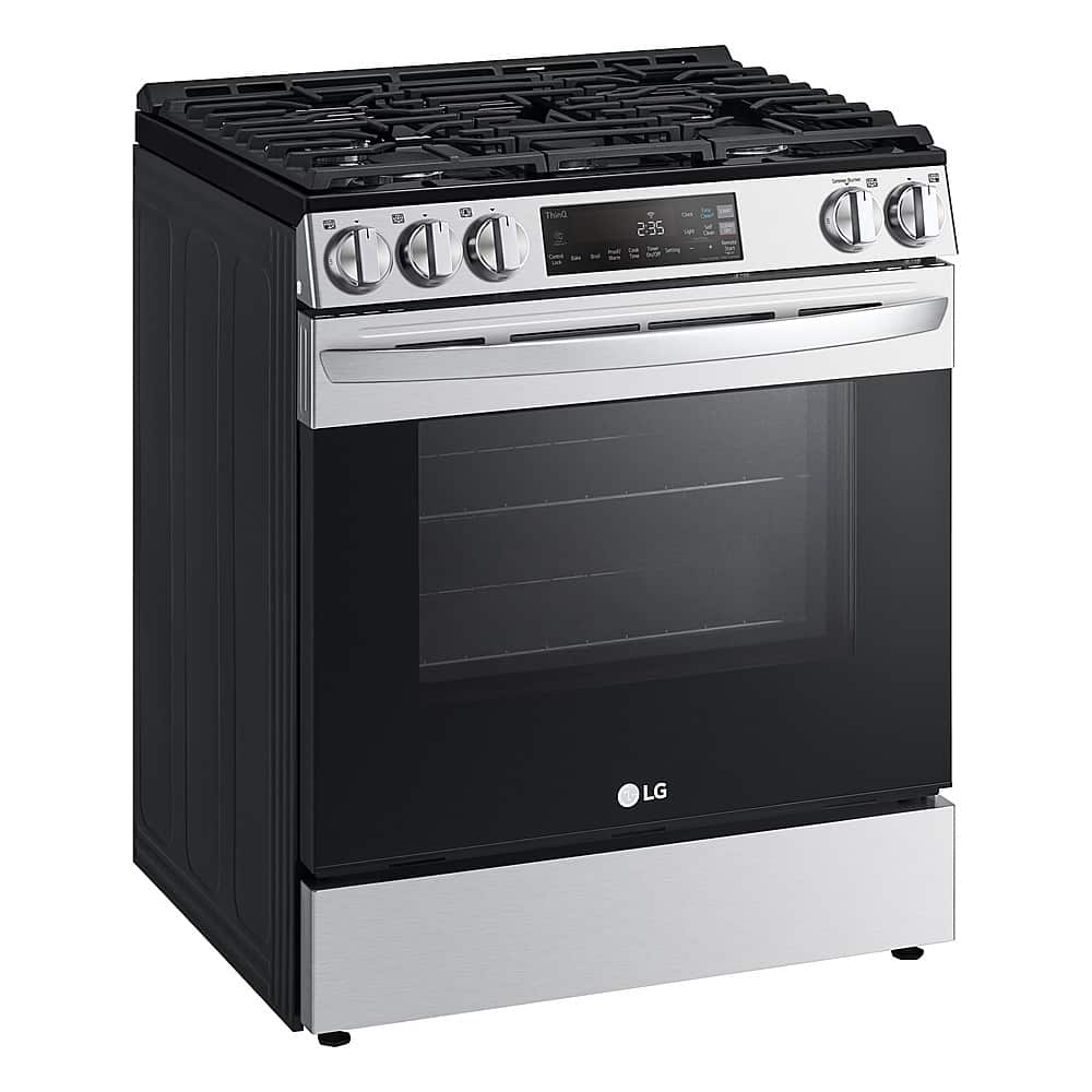 LG - 30-in Wide 5.8 Cu. Ft. Smart Slide-In Gas Range with 5 Burners, EasyClean and SuperBoil Burner - Stainless Steel