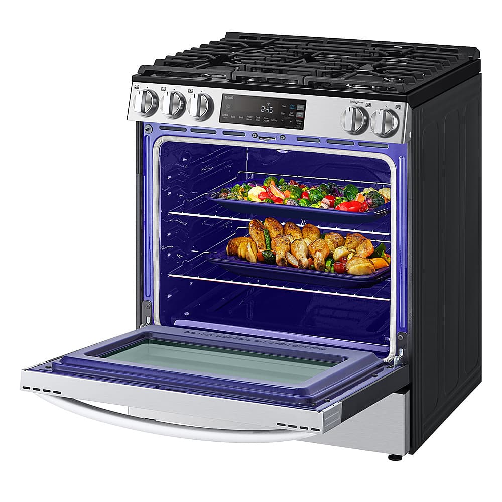 LG - 30-in Wide 5.8 Cu. Ft. Smart Slide-In Gas Range with 5 Burners, EasyClean and SuperBoil Burner - Stainless Steel